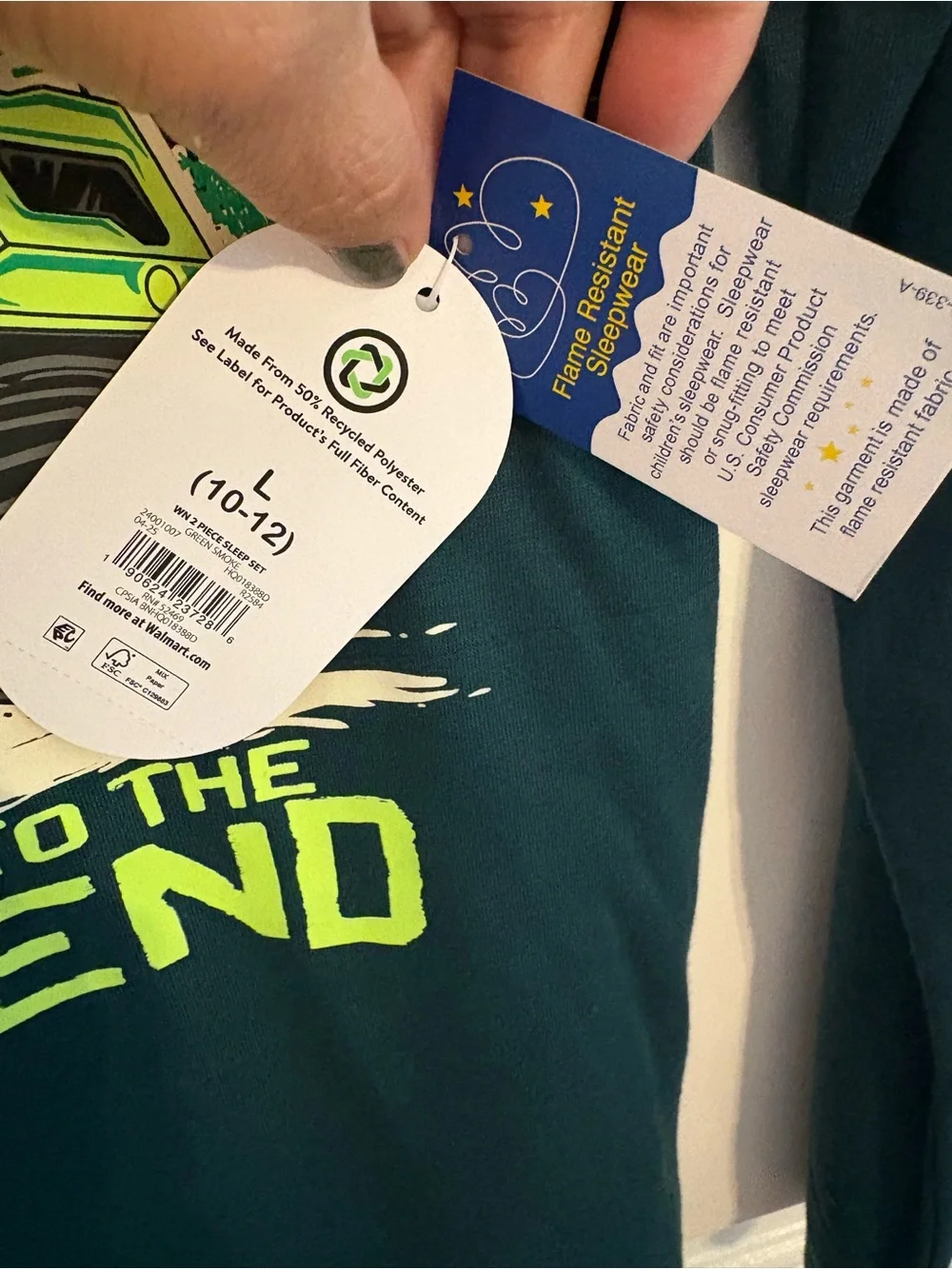 wonder nation Boys Green and Teal 'Trekking Into The Weekend' Pajama Set
